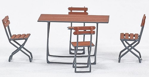 Weinert Modellbau 2942 1 - 4 Restaurant Klapstoelen met Grote Tafel