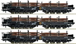 Roco 6600263 H0 - 3-delige set van Zwaarlast NS-wagens + laadplaten