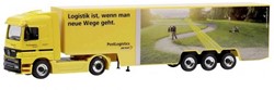 Schuco 22459 H0 - Mercedes Benz Actros Vrachtwagen met Trailer PostLogistics Die Post
