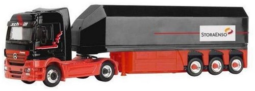Schuco 22520 H0 - Mercedes Benz Actros Vrachtwagen met Trailer StoraEnso